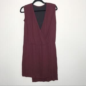 Tibi Size 0 Drapy Crepe Wrap Dress Burgundy Red Asymmetrical Hem Cocktail